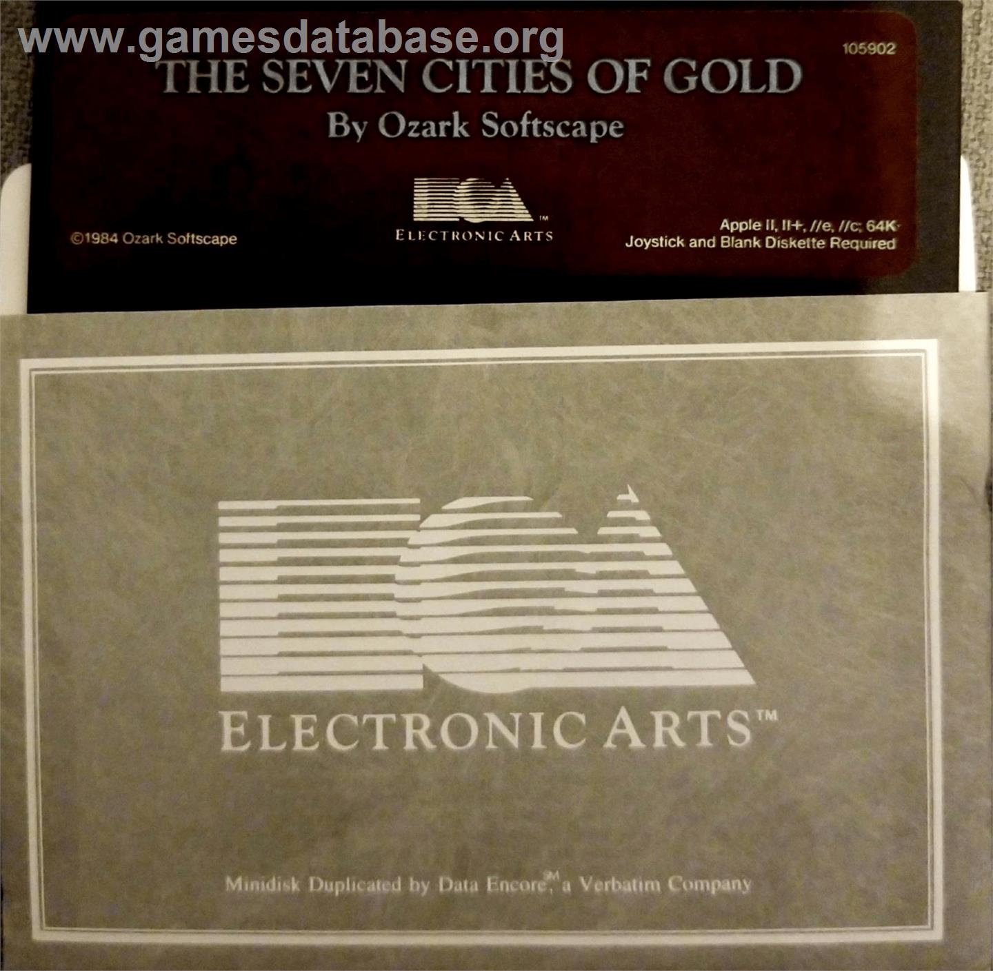 Seven Cities of Gold - Apple II - Artwork - Cartridge