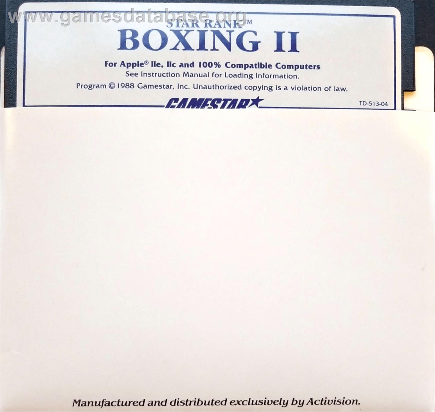 Star Rank Boxing 2 - Apple II - Artwork - Cartridge