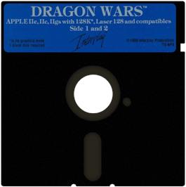 Artwork on the Disc for Dragon Wars on the Apple II.