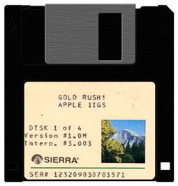 Artwork on the Disc for Gold Rush on the Apple II.