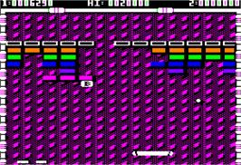 In game image of Arkanoid on the Apple II.