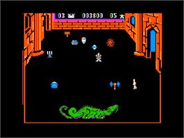 In game image of Dragon Fire on the Apple II.