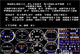 In game image of Flight Simulator 2 on the Apple II.
