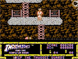 In game image of Indiana Jones And The Temple Of Doom on the Apple II.