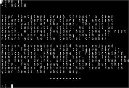 In game image of Indiana Jones in Revenge of the Ancients on the Apple II.