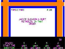 In game image of Jeopardy on the Apple II.