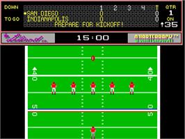 In game image of John Elway's Quarterback on the Apple II.