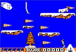 In game image of Matterhorn Screamer on the Apple II.