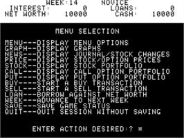 In game image of Millionaire - The Stock Market Simulation on the Apple II.
