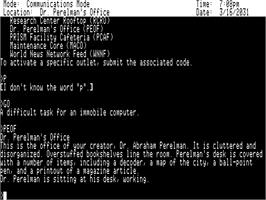 In game image of Mind Forever Voyaging, A on the Apple II.