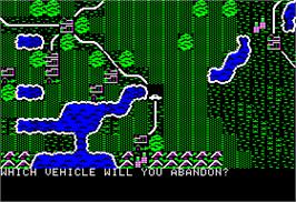 In game image of Roadwar Europa on the Apple II.