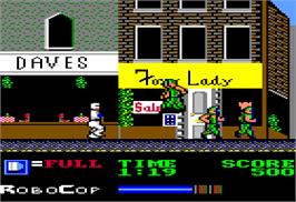 In game image of Robocop on the Apple II.