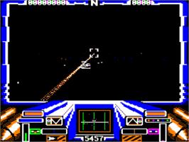 In game image of Starglider on the Apple II.