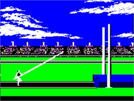 In game image of Summer Games on the Apple II.