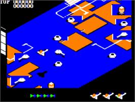 In game image of Super Zaxxon on the Apple II.
