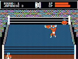 In game image of Tag Team Wrestling on the Apple II.