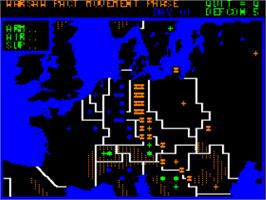 In game image of Theatre Europe on the Apple II.
