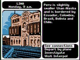 In game image of Where in the World Is Carmen Sandiego? on the Apple II.