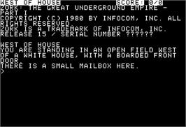 In game image of Zork I: The Great Underground Empire on the Apple II.