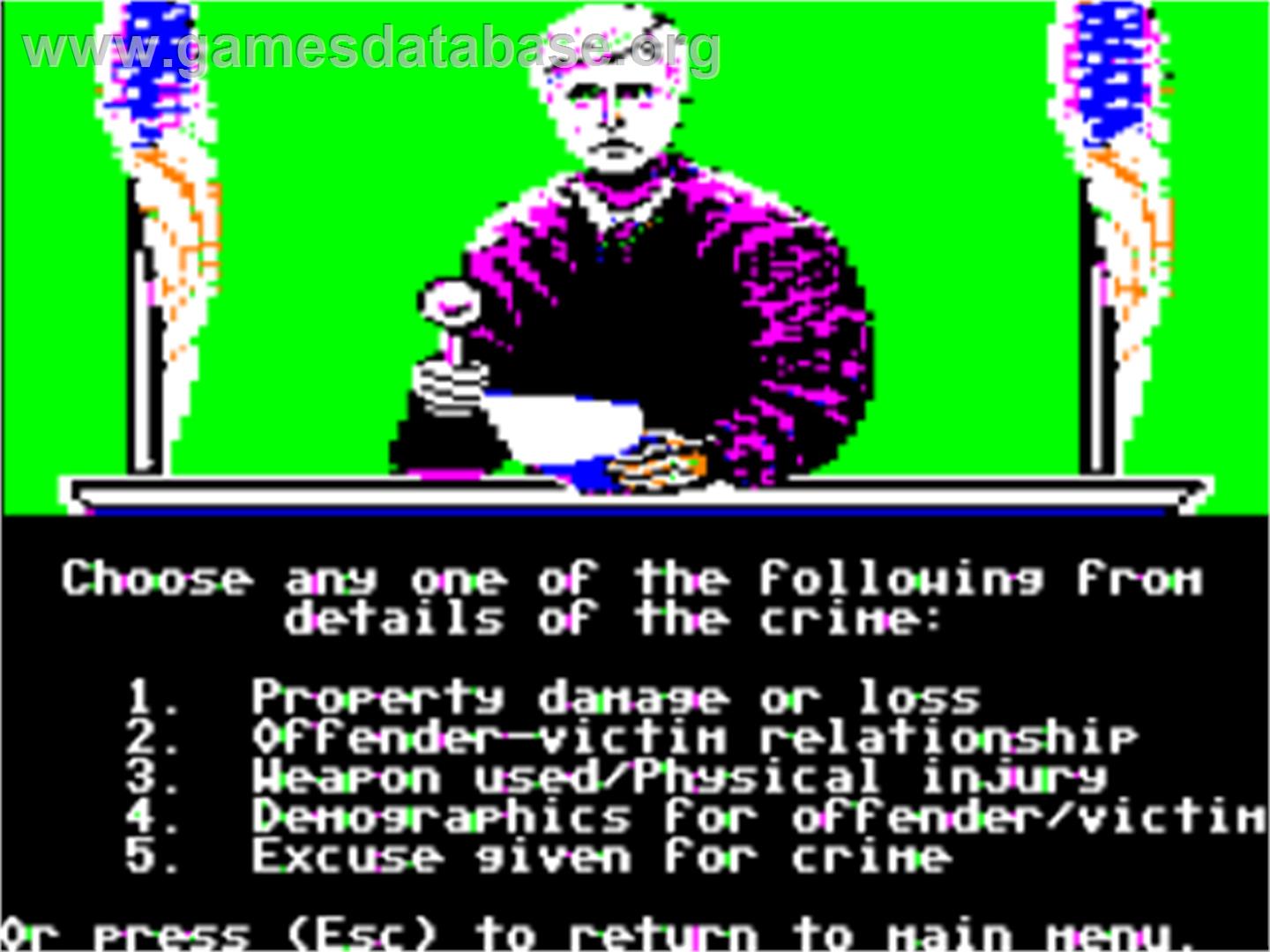 Crime And Punishment - Apple II - Artwork - In Game