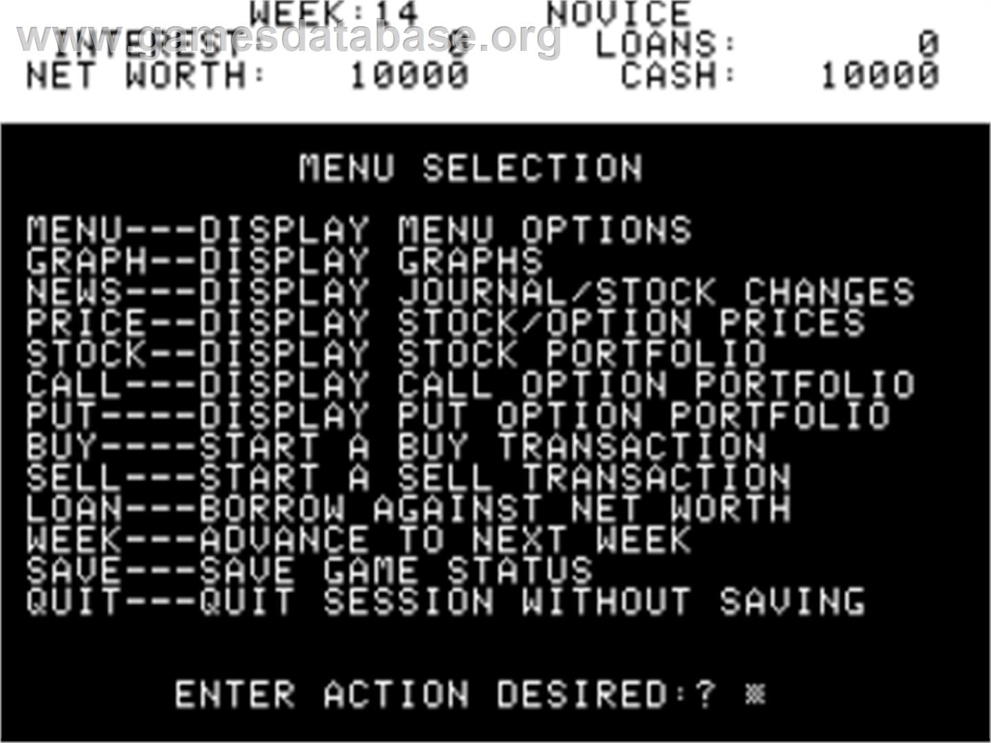 Millionaire - The Stock Market Simulation - Apple II - Artwork - In Game