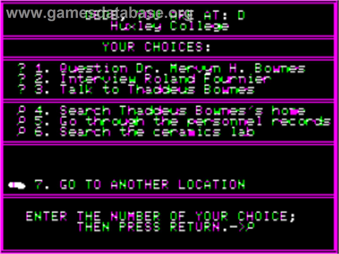 Mystery Master - Felony! - Apple II - Artwork - In Game