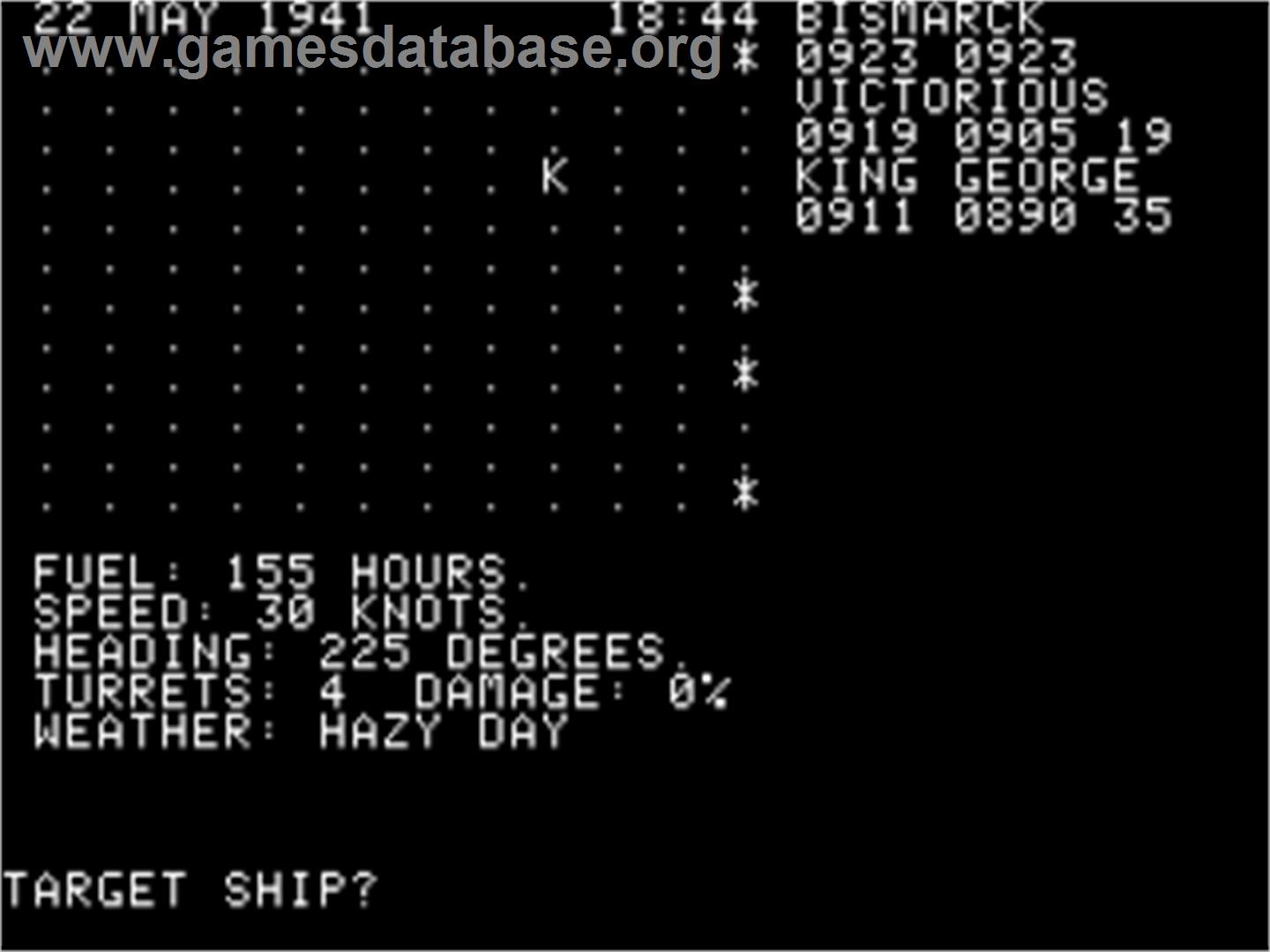 North Atlantic Convoy Raider - Apple II - Artwork - In Game