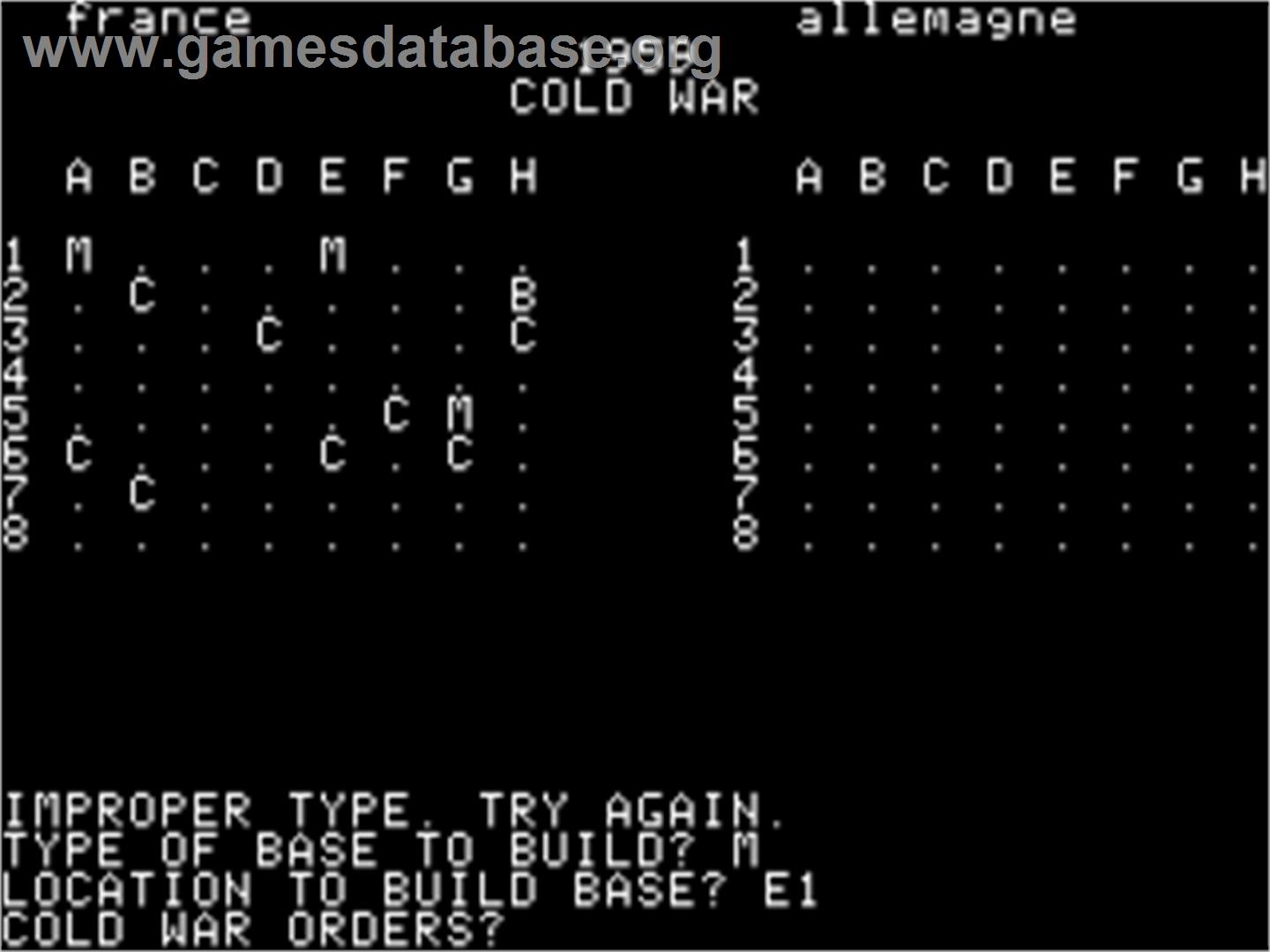 Nukewar - Apple II - Artwork - In Game