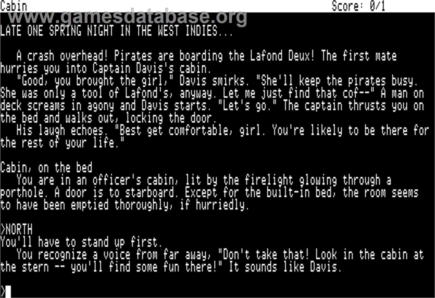 Plundered Hearts - Apple II - Artwork - In Game