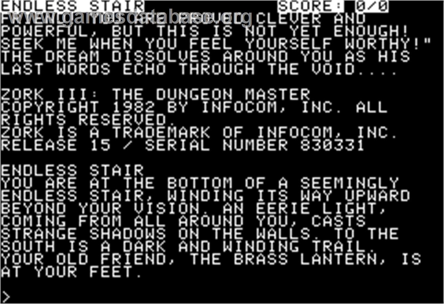 Zork III: The Dungeon Master - Apple II - Artwork - In Game