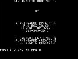 Title screen of Air Traffic Controller on the Apple II.