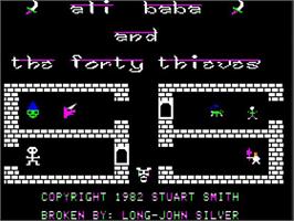 Title screen of Ali Baba and the Forty Thieves on the Apple II.
