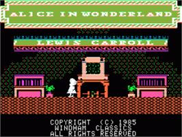 Title screen of Alice In Wonderland on the Apple II.
