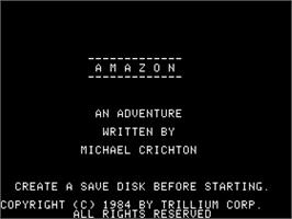 Title screen of Amazon on the Apple II.