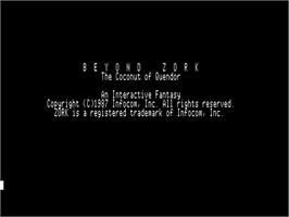Title screen of Beyond Zork: The Coconut of Quendor on the Apple II.