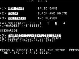 Title screen of Bomb Alley on the Apple II.