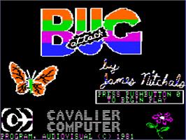 Title screen of Bug Attack on the Apple II.