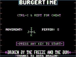 Title screen of Burgertime on the Apple II.