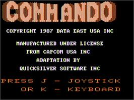 Title screen of Commando on the Apple II.