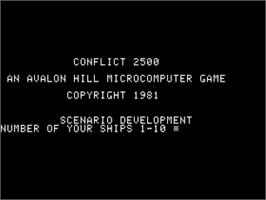 Title screen of Conflict 2500 on the Apple II.