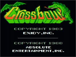 Title screen of Crossbow on the Apple II.