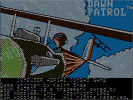 Title screen of Dawn Patrol on the Apple II.