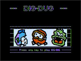 Title screen of Dig Dug on the Apple II.