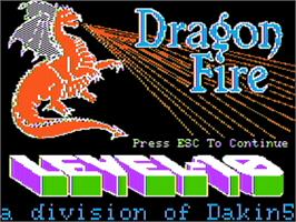 Title screen of Dragon Fire on the Apple II.