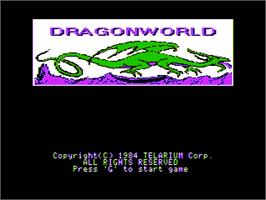 Title screen of Dragon World on the Apple II.