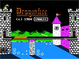Title screen of Dragonfire on the Apple II.