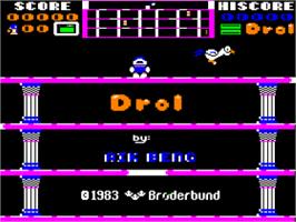 Title screen of Drol on the Apple II.