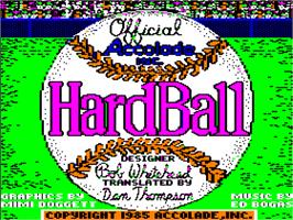 Title screen of Hardball! on the Apple II.