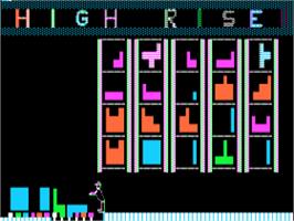 Title screen of High Rise on the Apple II.