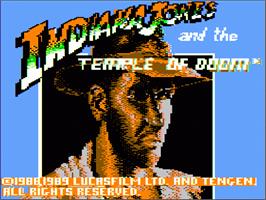 Title screen of Indiana Jones and the Temple of Doom on the Apple II.